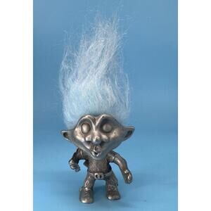 1992 PEWTER TROLL Kissing Boy Blue  Hair Rawcliffe Troll Doll Very Rare